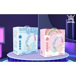 Wholesale Fluffy Over-Ear Bluetooth Headphones with LED Paw Design - Comfortable Skin-Friendly Wear MSL807 for Universal Cell Phone And Bluetooth Device (Pink)