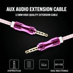 Wholesale Auxiliary Music Cable 3.5mm to 3.5mm Wire Cable with Metallic Head (Hot Pink)