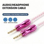Wholesale Auxiliary Music Cable 3.5mm to 3.5mm Wire Cable with Metallic Head (Hot Pink)