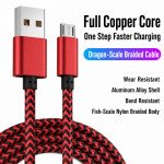 Wholesale Micro 2A USB V8V9 Heavy Duty Braided Cable 3FT (Red)