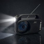 Wholesale Versatile Portable Bluetooth Speaker with Built-in Solar Panel Cooling Fan AM/FM/SW Radio and Handy Carry Strap NS-8057SF for Universal Cell Phone And Bluetooth Device (Black)