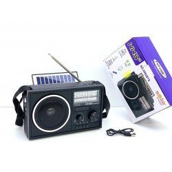 Solar-Powered Bluetooth Speaker with AM/FM Radio, Rechargeable - NS9962 for Universal Cell Phone And Bluetooth Device (Black)