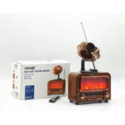 Fireplace Retro Gramophone Bluetooth Speaker with AM FM SW Radio (Brown)