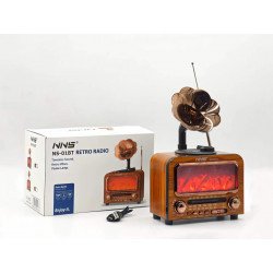 Fireplace Retro Gramophone Bluetooth Speaker with AM FM SW Radio (LightWood)