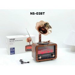 Large Classic Fireplace Gramophone Bluetooth Speaker with AM/FM/SW Radio (Brown)