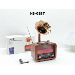 Large Classic Fireplace Gramophone Bluetooth Speaker with AM/FM/SW Radio (LightWood)