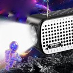 Wholesale Sleek Silver Grill Design Portable Stereo Bluetooth Wireless Speaker With Flashlight P150 for Universal Cell Phone And Bluetooth Device (Blue)