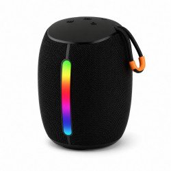 RGB Light Cylinder Design Bluetooth Speaker with Strap (Black)