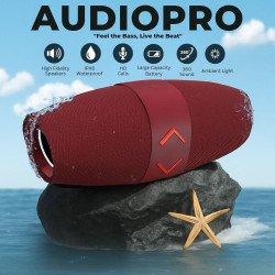 Extreme Pro Drum Design Bluetooth Speaker with LED Lights (Red)