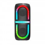 RGB Color Dual Oval Light Karaoke Bluetooth Speaker - Wireless Portable Sound System with Multi-function Features QS3636 for Universal Cell Phone And Bluetooth Device (Black)