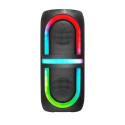 RGB Color Dual Oval Light Karaoke Bluetooth Speaker - Wireless Portable Sound System with Multi-function Features QS3636 for Universal Cell Phone And Bluetooth Device (Black)