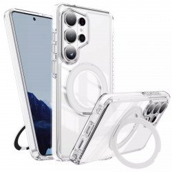 Premium Clear Magnetic MagSafe Phone Case with 360° Rotating Kickstand Ring for Samsung Galaxy S26 Plus (Clear)