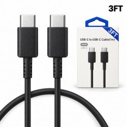 USB-C to USB-C 20W PD Fast Charging Strong and Durable Cable 3FT (Black)