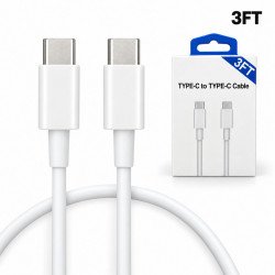 USB-C to USB-C 20W PD Fast Charging Strong and Durable Cable 3FT (White)