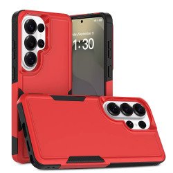 Heavy Duty Slim Hybrid Shockproof Armor Phone Case for Samsung Galaxy S25 Ultra (Red)