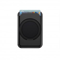 Slide-in Card Slot Magsafe Wallet with 360 Rotation Magnetic Ring Stand (Black)