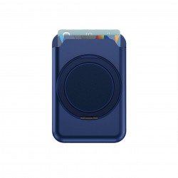 Slide-in Card Slot Magsafe Wallet with 360 Rotation Magnetic Ring Stand (Blue)