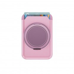 Slide-in Card Slot Magsafe Wallet with 360 Rotation Magnetic Ring Stand (Pink)