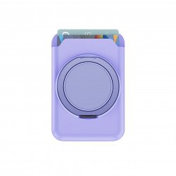 Slide-in Card Slot Magsafe Wallet with 360 Rotation Magnetic Ring Stand (Purple)