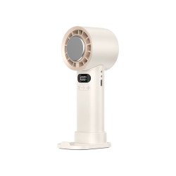 T-89 Handheld Portable Fan with Ice Cooling Plate with Stand (Beige)
