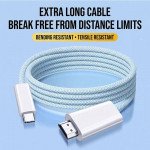 Wholesale 2-in-1 USB C to HDMI Nylon Braided Cable 6.5FT with 60W PD Charging Port - 4K Video Adapter Cord for Universal Cell Phone And Bluetooth Device (White)