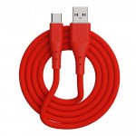 Wholesale Type C / USB-C 2.4A Heavy Duty Strong Soft Flexible Silicone OD 5.0mm Charge and Sync USB Cable 10FT for Universal Cell Phone, Device and More (Red)