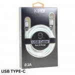 Wholesale USB Type-C 2.1A Strong Nylon Braided USB Cable 9FT (White)