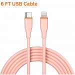 Wholesale 20W PD Fast Charge 6FT USB-C to Lightning Cable Durable Tangle-Free Heavy-Duty Flexible USB Type-C to 8-Pin Lightning Cord in Resealable Bag for Universal iPhone and iPad Devices (Pink)