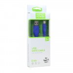 Wholesale Type C / USB-C 2.4A Heavy Duty Strong Soft Flexible Tangled Free Silicone OD 5.0mm Charge and Sync USB Cable 3FT for Universal Cell Phone, Device and More (Blue)