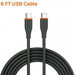 Wholesale 20W PD Fast Charge 6FT Type-C to Type-C Durable Tangle-Free Heavy-Duty Flexible USB Type-C to Type-C Cord in Resealable Bag for Universal Cell Phone, Device and More (Black)