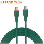 Wholesale 20W PD Fast Charge 6FT Type-C to Type-C Durable Tangle-Free Heavy-Duty Flexible USB Type-C to Type-C Cord in Resealable Bag for Universal Cell Phone, Device and More (Green)