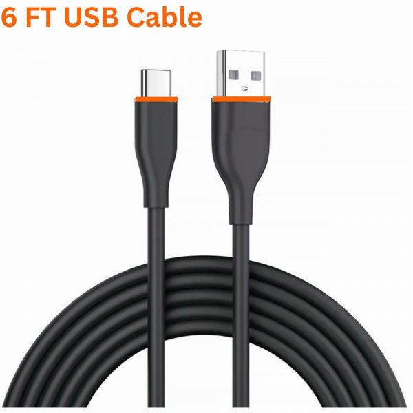 Wholesale 6FT Type-C to USB Cable 2.4A Heavy-Duty Durable Soft Flexible Tangle-Free Charging and Sync Cord Packaged in Resealable Plastic Bag for Universal Cell Phone, Device and More (Black)