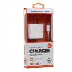 2-in-1 Dual Port 2.4A USB-A and USB-C Wall Charger with 3FT USB-C to USB-C Cable for Universal Cell Phone, Device and More (White)