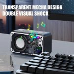 Wholesale Futuristic Transparent Bluetooth Speaker - Lightweight with LED Lights & Type-C Charging V1 for Universal Cell Phone And Bluetooth Device (White)