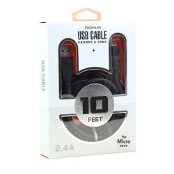 Micro V8V9 2.4A Heavy Duty Strong Soft Flexible Silicone OD 5.0mm Charge and Sync USB Cable 10FT for Universal Cell Phone, Device and More (Black) Micro V8V9 2.4A Heavy Duty Strong Soft Flexible Silicone OD 5.0mm Charge and Sync USB Cable 10FT for Universal Cell Phone, Device and More (Black)
