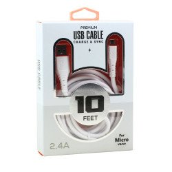 Micro V8V9 2.4A Heavy Duty Strong Soft Flexible Silicone OD 5.0mm Charge and Sync USB Cable 10FT for Universal Cell Phone, Device and More (White) Micro V8V9 2.4A Heavy Duty Strong Soft Flexible Silicone OD 5.0mm Charge and Sync USB Cable 10FT for Universal Cell Phone, Device and More (White)