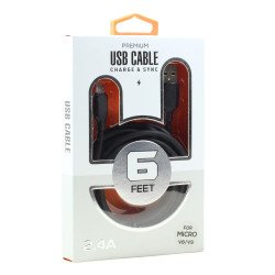 Micro V8V9 2.4A Heavy Duty Strong Durable Charge and Sync USB Cable 6FT (Black) Micro V8V9 2.4A Heavy Duty Strong Durable Charge and Sync USB Cable 6FT (Black)