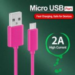 Wholesale V8V9 Micro 2A USB Heavy Duty Cable 6FT (Hot Pink)