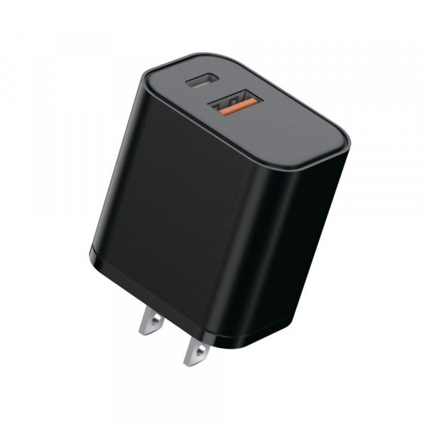 Wholesale 2.5A Dual USB-C and USB-A Port Fast Charging Wall Charger Adapter (Wall - Black)