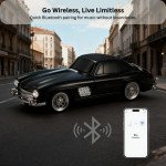 Wholesale Classic Roadster Car High-Fidelity Bluetooth 5.0 Wireless Speaker Portable Compact Vibrant Stereo Sound with LED Lights WS300SL for Universal Cell Phone And Bluetooth Device (Silver)