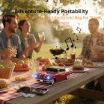 Wholesale 1958 Chevy-Inspired Vintage Car Design Bluetooth Speaker with LED Lights Portable Audio WS598 for Universal Cell Phone And Bluetooth Device (Red)