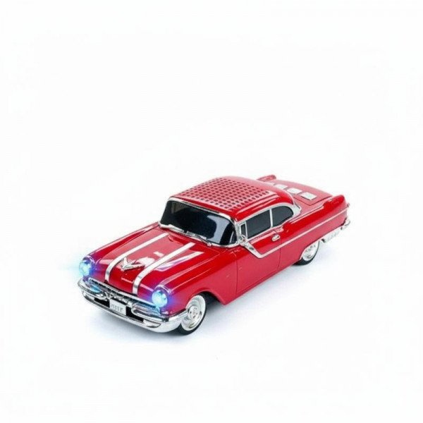 Wholesale 1958 Chevy-Inspired Vintage Car Design Bluetooth Speaker with LED Lights Portable Audio WS598 for Universal Cell Phone And Bluetooth Device (Red)