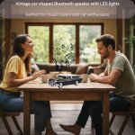 Wholesale Vintage Style Vinyl Roof Car Design Automobile LED Lights Bluetooth Wireless Speaker WS-1955 for Universal Cell Phone And Bluetooth Device (Black)