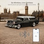 Wholesale Vintage Style Vinyl Roof Car Design Automobile LED Lights Bluetooth Wireless Speaker WS-1955 for Universal Cell Phone And Bluetooth Device (Black)