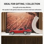 Wholesale Bluetooth Car Speaker 1969 Classic Retro Design with Moving Wheels, LED, FM, USB-C WS1969 (Beige)