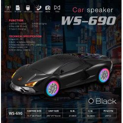 Exotic Sports Car Bluetooth Speaker with RGB Lights, FM Radio, USB & Micro Card (Black)