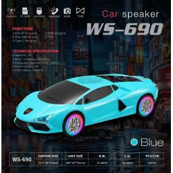 Exotic Sports Car Bluetooth Speaker with RGB Lights, FM Radio, USB & Micro Card (Blue)