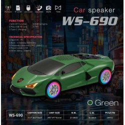 Exotic Sports Car Bluetooth Speaker with RGB Lights, FM Radio, USB & Micro Card (Green)