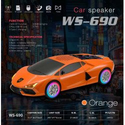 Exotic Sports Car Bluetooth Speaker with RGB Lights, FM Radio, USB & Micro Card (Orange)