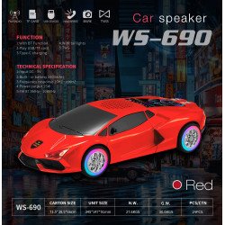 Exotic Sports Car Bluetooth Speaker with RGB Lights, FM Radio, USB & Micro Card (Red)